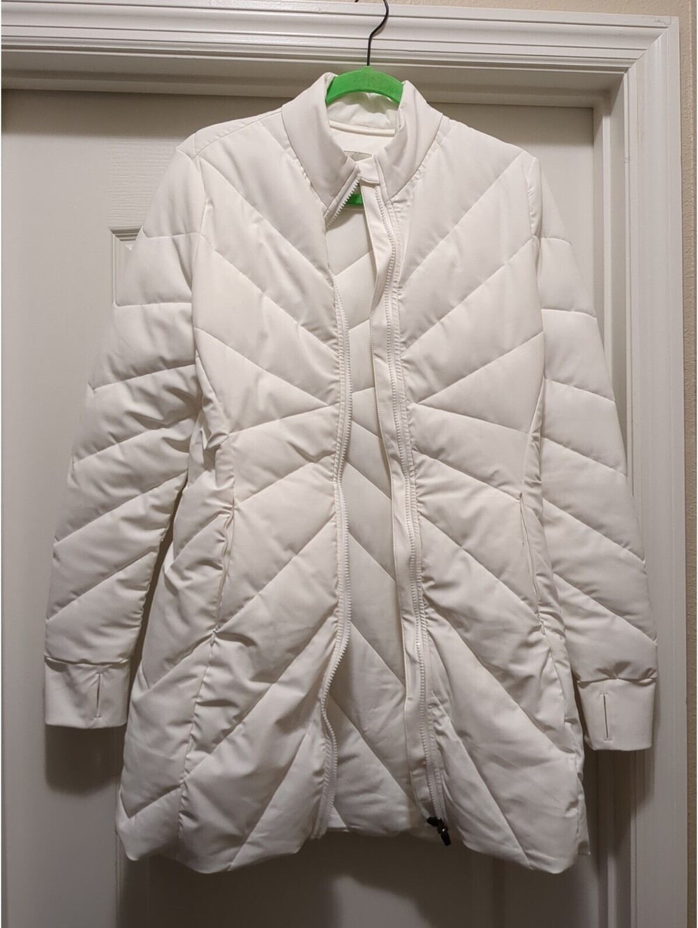 Halara Zip Up Quilted Puffer Jacket Size Womens Sz L Winter White EUC
